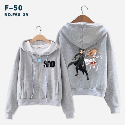 China Anti-pilling Anime Customized Clothes Casual Sword Art Online Autumn Winter Jacket Long Sleeve Cotton Zipper Coat Sweatshirt Cardigan Short Long for sale