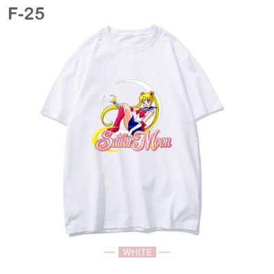 China Anime Series Anti-Shrink Sailor Moon Costume Round Neck Casual Women's Summer Clothing Short Sleeve T-shirt Cotton Solid Color Top for sale