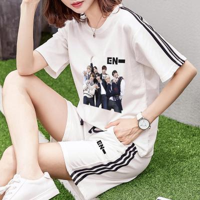 China BRIGHTWIN KPOP NCT STAR men's and women's summer sportswear two-piece suit ENHYPEN TWICE breathable Thai short-sleeved T-shirt shorts for sale