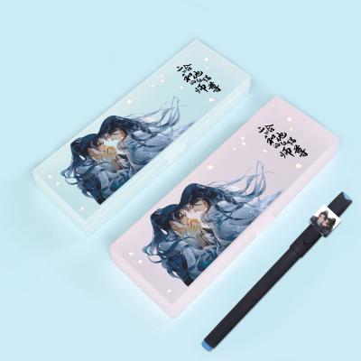 China Schools & Medium Offices Anime Personality Customization Stationery Gift Pen Box and 1 Frosted Plastic Portable Gel Pen Combination Pen Box Set for sale