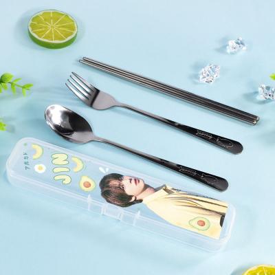 China Viable Bulletproof Boy BUTTER New V JK JIMIN JIN SUGA Set Student Desk Album Tableware Three-Piece Set of Chopsticks, Fork and Spoon for sale