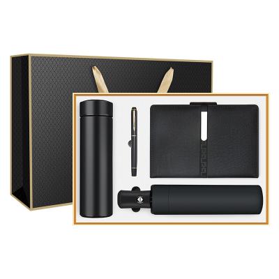 China Presentation Gift Set Corporate Business Office Stationery Gift Set Custom Logo Vacuum Flask Umbrella Notebook Holiday Pen Nice Gift For VIP Clients for sale