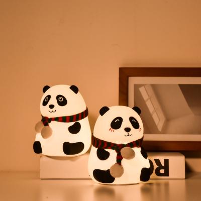 China Waterproof OEM Customized Panda Cartoon Animal Design Led Lamp Silicone Night Light For Kids Baby Gifts for sale