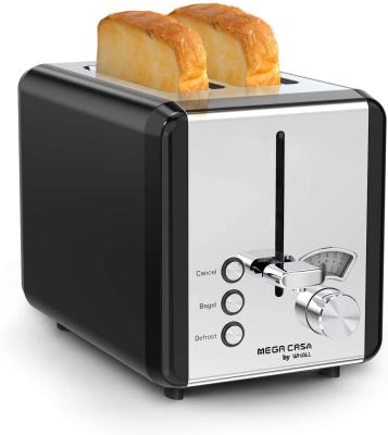 China Household Hot Sales 2 Slice Black Bread Toaster With Stainless Steel Decoration for sale