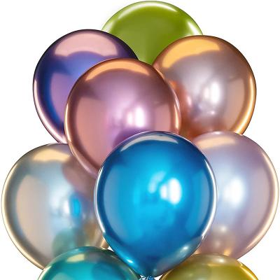 China Wholesale Indoor Outdoor Balloons 12inch Metal Pearl Shiny Latex Balloons Chrome Colors Helium Air Globos Thick Metal Balls for sale