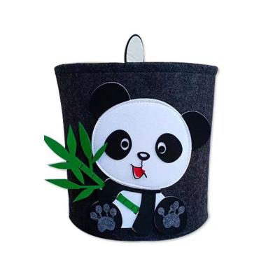 China Cute 30*30cm Viable Cartoon Children's Toy Storage Barrel Thickened Felt Storage for sale