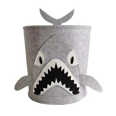 China Viable New Style Felt Kid Animal Bucket Laundry Bucket Lion Bucket Shark Elephant Pattern Storage Box Round Toy Organizer for sale