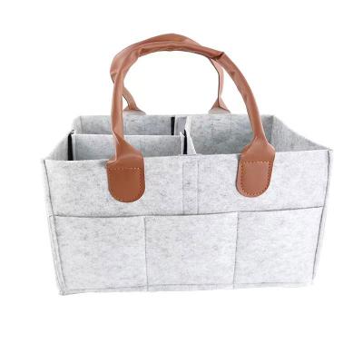 China With Baby Shower Wholesale Basket Bag Mommy Organizer Box USB Maker Portable Baby Nursery Storage Felt Diaper Bag for sale