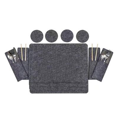 China Viable 2022 Set of 6pcs Felt Place Mats with Glass Coasters and Cutlery Bag, Rectangle Wool Felt Table Mat Place Mat for sale