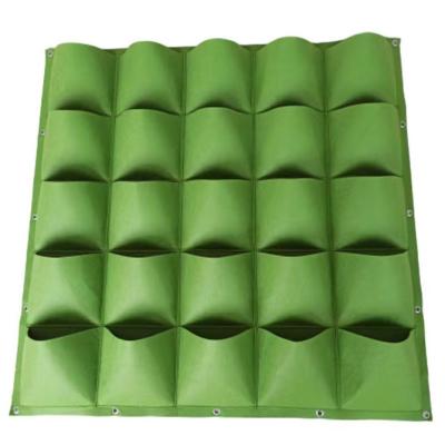 China Corrosion Resistance 64/72 Pockets Felt Garden Plant Grow Bags Green Felt Container Wall Hanging Planter Bag for sale