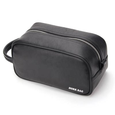 China High Quality Water Resistant PU Leather Cosmetic Bags Fashion Bathroom Toiletries Organizer with Hanging Strap for sale