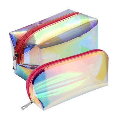 China Fashion Holographic Iridescent Cosmetic Bag Pouch Waterproof Portable Makeup Handbag For Makeup Tools Organize for sale