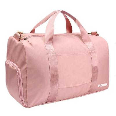 China Hot Selling Pink Gym Duffel Bag Sports Yoga Recycling Bag With Shoe Compartment For Women for sale