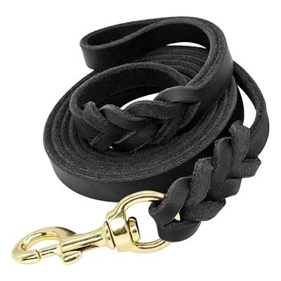 China Hot Sale Private Label Customized Genuine Leather Dog Collars Padded Dog Leash Multiple Sizes Braided Layer Main Cowhide Leather Dog Collars for sale