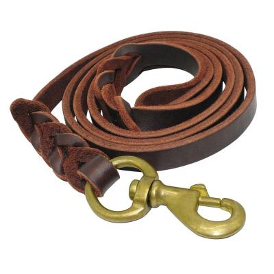 China Handcrafted Padded Braided Dog Leash Dog Lead Real Grain Seagull Military Grade Training Advance Soft And Extra Durable Genuine Leather for sale