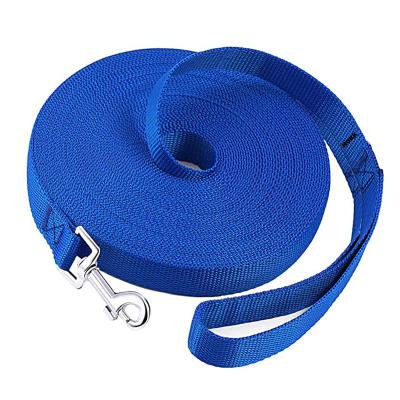 China Hot Selling Amazon Padded 15ft 20ft 30ft 50 ft 100ft Long Leash Heavy Duty Nylon Training Leash For Dog Pet Training Easy Control for sale