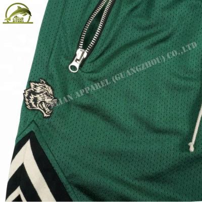 China Wholesale Fashion Green Color Sports Mesh Basketball Shorts Custom Empty OEM Breathable for sale