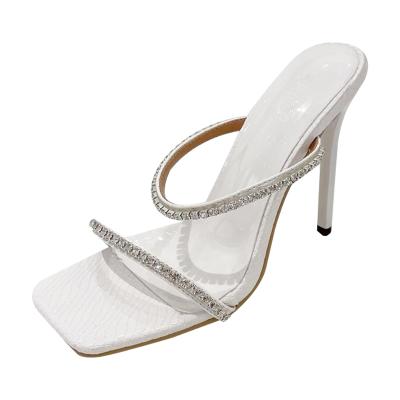 China New style fashion trend head square small fake heel stone high-heeled sandals for women to wear sandals with temperament for sale