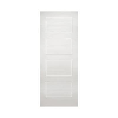 China Sound Insulation Op Rated Design White Primed 4 Panel Interior Sliding Wooden Glass Door With Hardware Device for sale