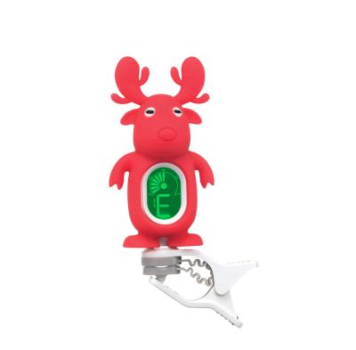 China Wholesale Cute Removable A7 Cartoon Reindeer Clip on Guitar Ukulele and Violin Capo Bass Tuner for Kids and Women for sale