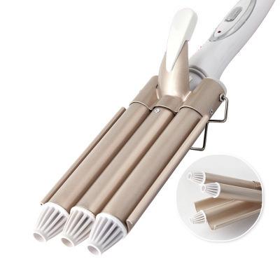 China Professional 3 Triple Hesitation Ceramic Hair Curler High Heat Digital Nano Universal Magic Barrels for sale