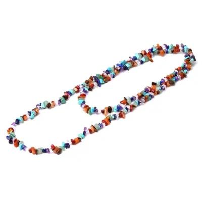 China Natural Colorful Irregular Durable Gravel Yoga Bracelet Crystal Necklace Bohemia Beach Double Layer Sweater Chain Necklace for sale