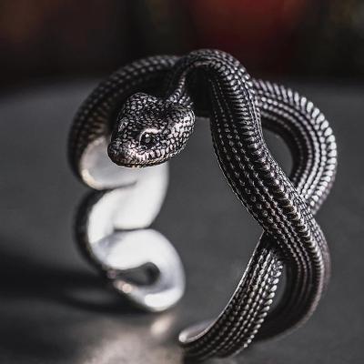 China Environmentally Friendly Fine Dark Punk Three-Dimensional Ring Style Jewelry Rings Silver Rings Snake For Man And Women for sale