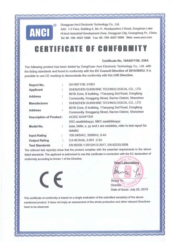 CE - Shenzhen Sunshine Technological Co., Ltd.