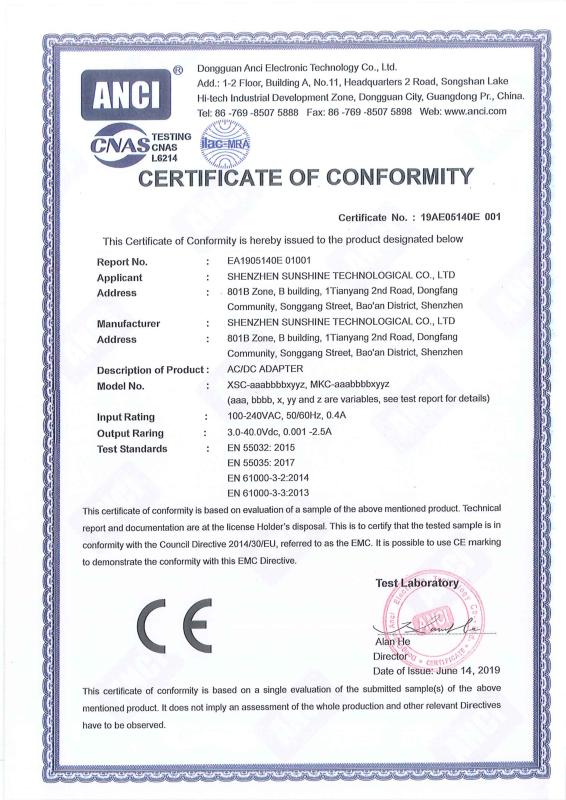 CE - Shenzhen Sunshine Technological Co., Ltd.