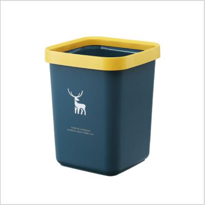 China Single viable trash can without cover Nordic style square bucket household kitchen living room plastic sundries wastebasket for sale