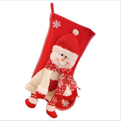 China Eco-friendly Christmas 2021 cross-border decorations knitted three-dimensional snowman gift bag Christmas tree decoration candy bag for sale