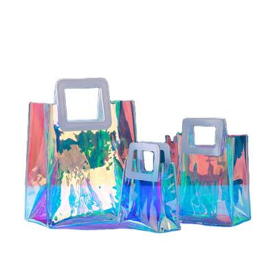 China Fashion Iridescent Everyday Tote Bag Handled Tote Bag Holographic Clear Clear Waterproof Handbags For Work Shopping Beach Stage for sale