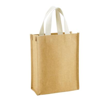 China Recyclable Multiple Accept OEM Big Brown Reusable Wash Kraft Shopping Bags for sale