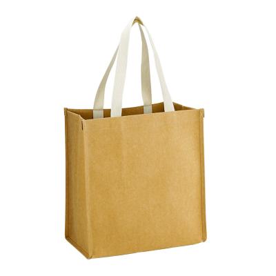 China Recyclable Washable Eco Friendly Brown Kraft Paper Bulk Bag Tote Bags Shopping Grocery Bags for sale