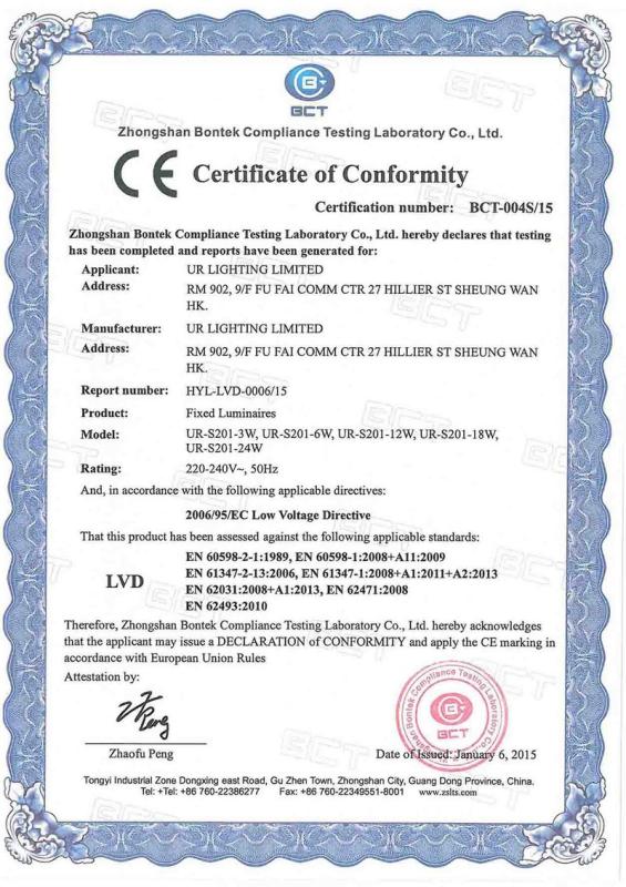 CE - Zhongshan Ur Lighting Co., Ltd.