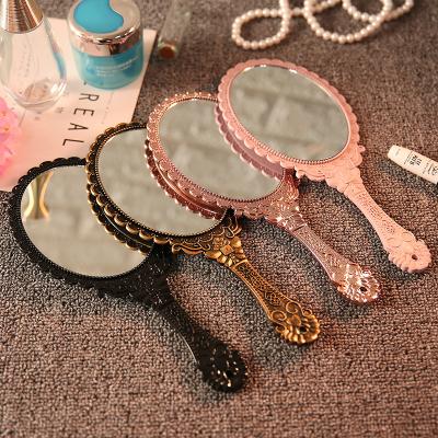 China Non-specific Portable Handheld Retro Lace Mirror Model Handle Creative Makeup Mirror Handheld Beauty Tools for sale