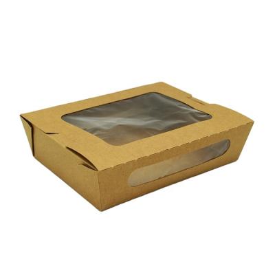 China Disposable Custom Wrapping Paper Salad Box With Window Disposable Salad Takeout Paper Box for sale