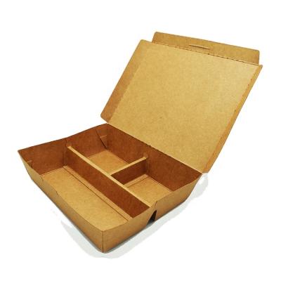 China Disposable Take Out Lunch Box Three Compartment Paper Box for sale