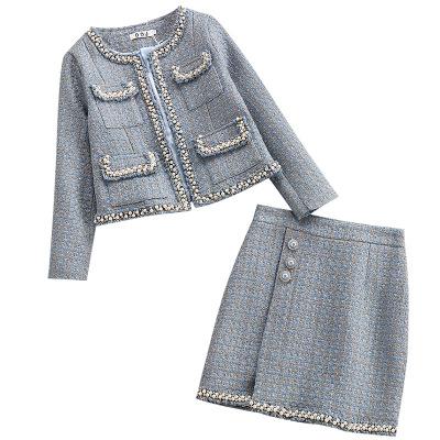 China New Waterproof Goddess Shorts Skirt Two Piece Women's Tweed Skirt Set Tweed Jacket And Skirt for sale