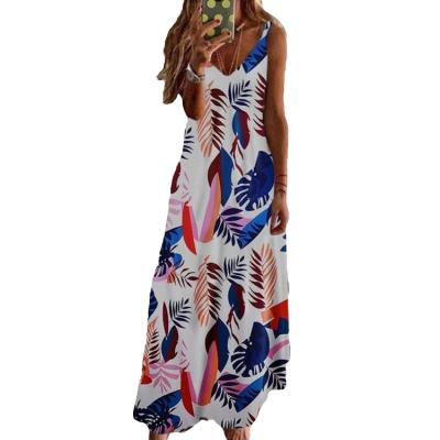 China Summer Long Anti-Static Printing Women Dresses Sling Bohemian Casual Dress for sale