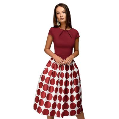 China Anti-static Hot Selling Polka Dot Party Dresses Women's Retro Stitching Skirt and Casual Dresses for sale