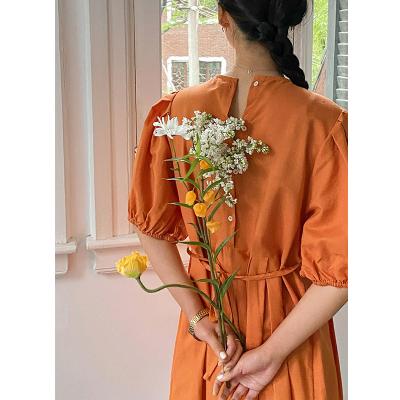 China New Style Anti-Static Ladies Turkey Dresses Beach Dress Women Orange Ladies Fit Dresses for sale