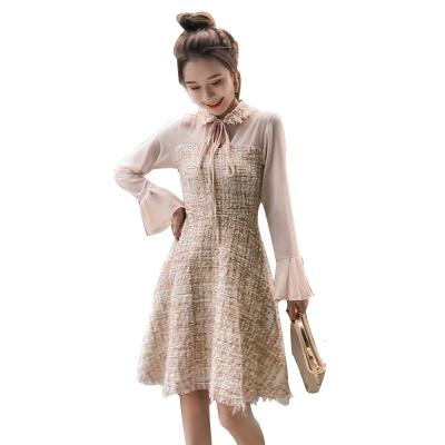 China Autumn Elegant Short Dresses Luxury Anti-static Women's Tweed Shift Dress for sale