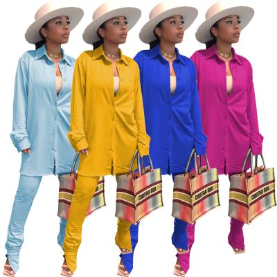 China 2020 Hot Women's Long Sleeved Shirt Breathable Suit Style Two-piece Long Suit for sale