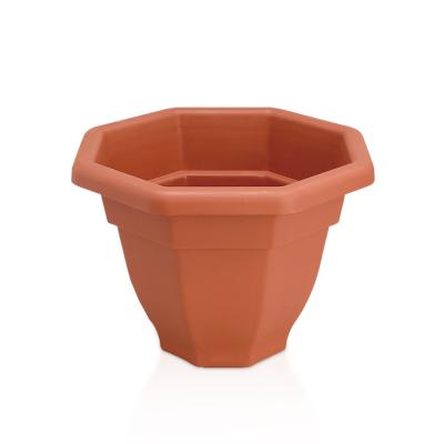 China Modern Plastic Garden Balcony Octagon PP Flower Pot Planter for sale