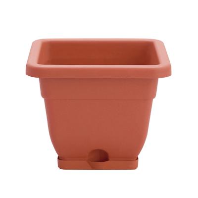 China Office Eco-friendly Square Chamber Terracotta Color Mud Save 10% Plastic Flower Pots for sale