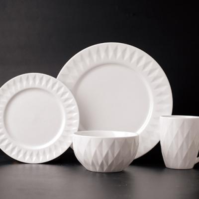 China Hot Sale Disposable 16 pcs/4 Persons White Porcelain Dinner Set, Cheap Ceramic Dinnerware for sale