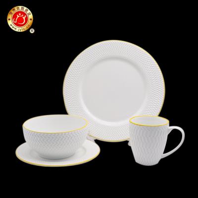 China Hotel Disposable Luxury Bone China Factory Ceramic White Dinner Tableware Set for sale