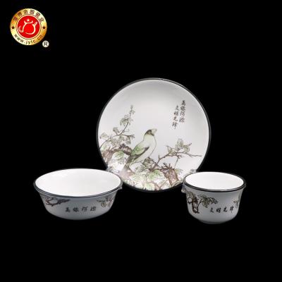 China Disposable Custom Animal And Vegetable Printing Ceramic Dinnerware Birds Ceramic Dinner Plate Sets for sale