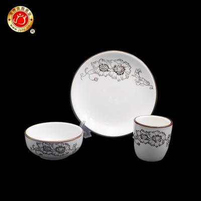 China Disposable Ceramic Soup Dish Dish Nice Flower Pattern Desgin Deep Dish Porcelain Wares Round Dinner Dishes for sale